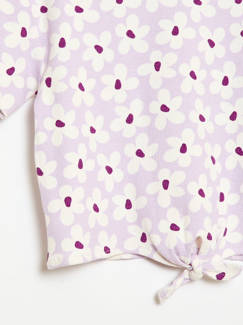 Ensemble 2 pièces T-shirt + pantalon forme flare Mauve/lilas - Kiabi