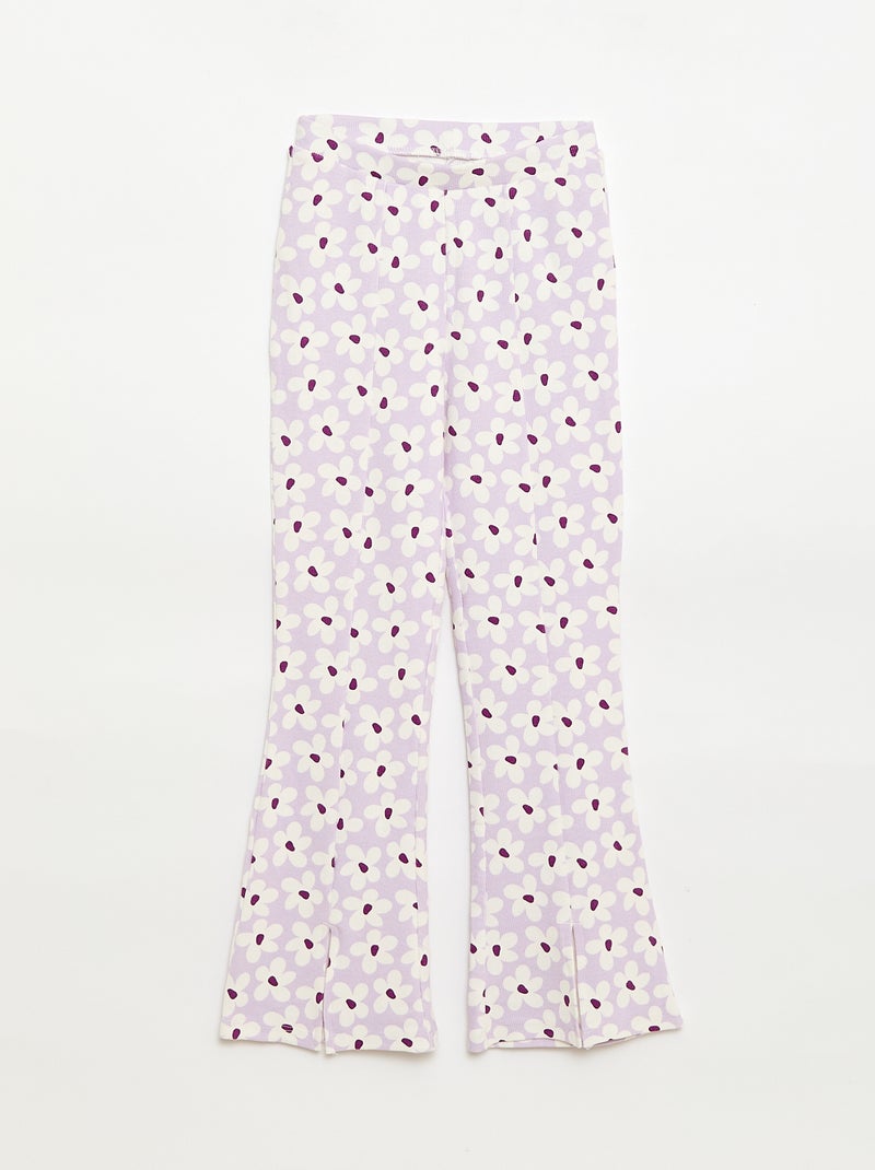 Ensemble 2 pièces T-shirt + pantalon forme flare Mauve/lilas - Kiabi