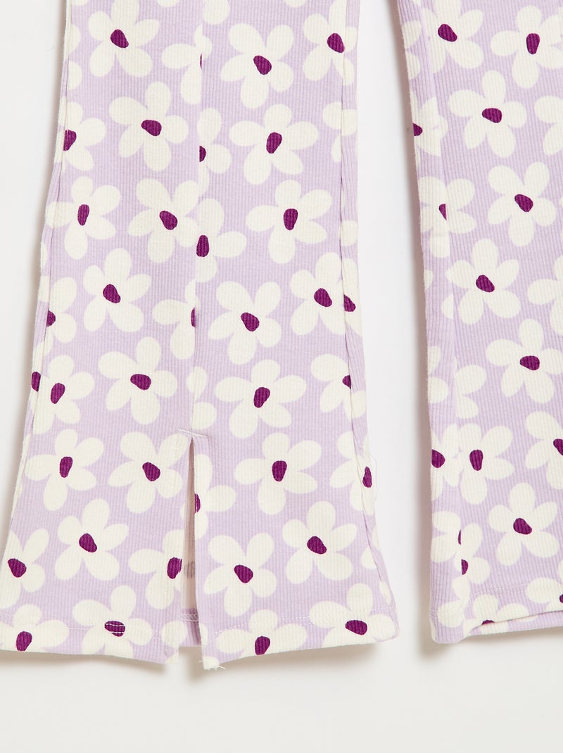 Ensemble 2 pièces T-shirt + pantalon forme flare Mauve/lilas - Kiabi