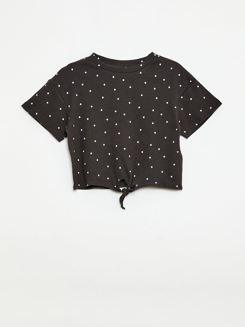 Ensemble 2 pièces T-shirt + pantalon forme flare Noir - Kiabi