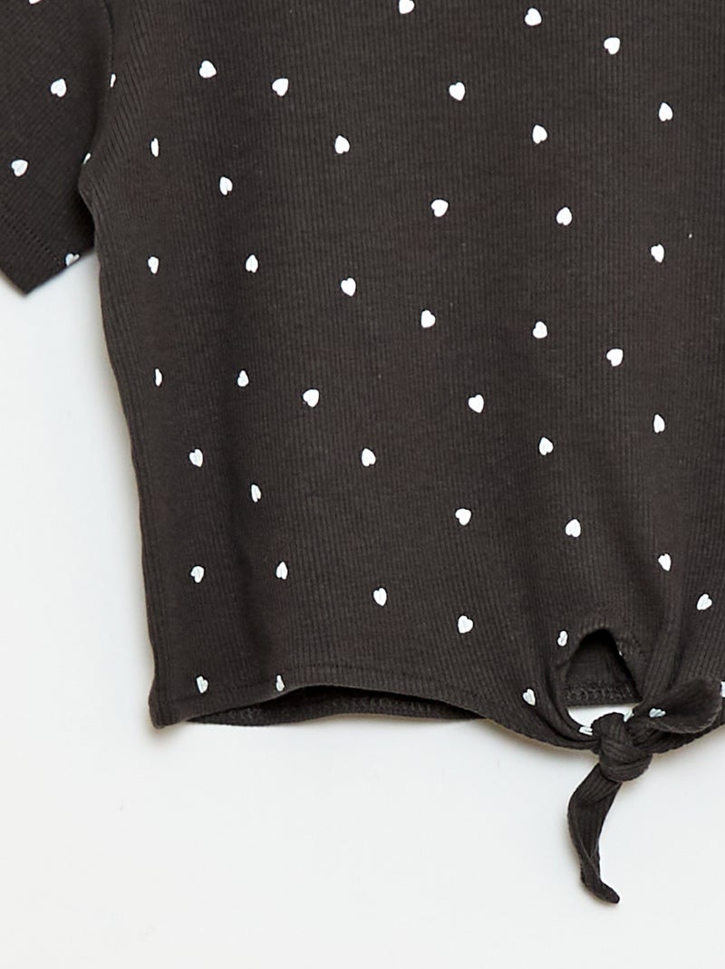 Ensemble 2 pièces T-shirt + pantalon forme flare Noir - Kiabi