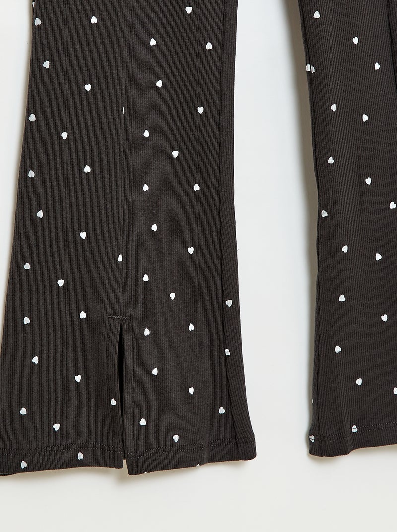 Ensemble 2 pièces T-shirt + pantalon forme flare Noir - Kiabi