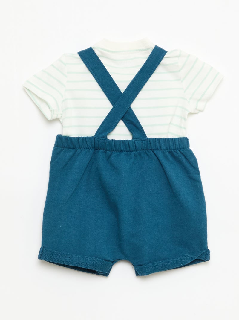 Ensemble 2 pièces T-shirt + salopette short Bleu - Kiabi