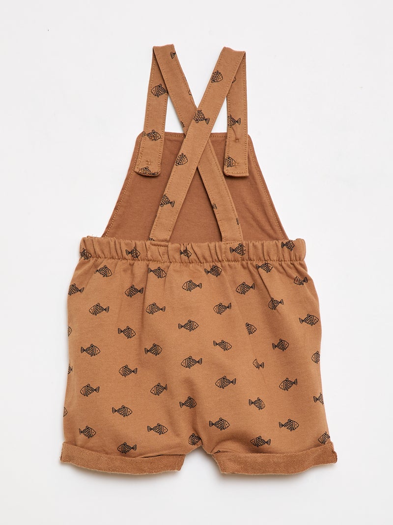 Ensemble 2 pièces T-shirt + salopette short Marron - Kiabi