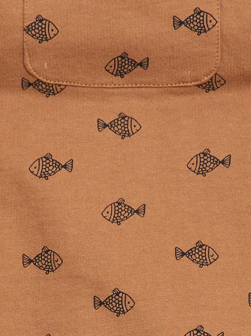 Ensemble 2 pièces T-shirt + salopette short Marron - Kiabi