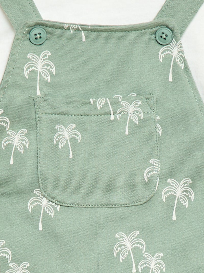 Ensemble 2 pièces T-shirt + salopette short Vert - Kiabi
