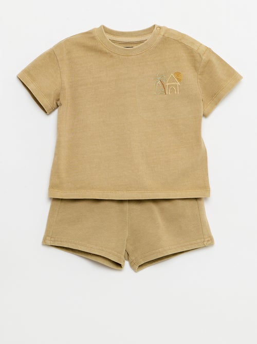 Ensemble 2 pièces tee-shirt brodé + short - Kiabi