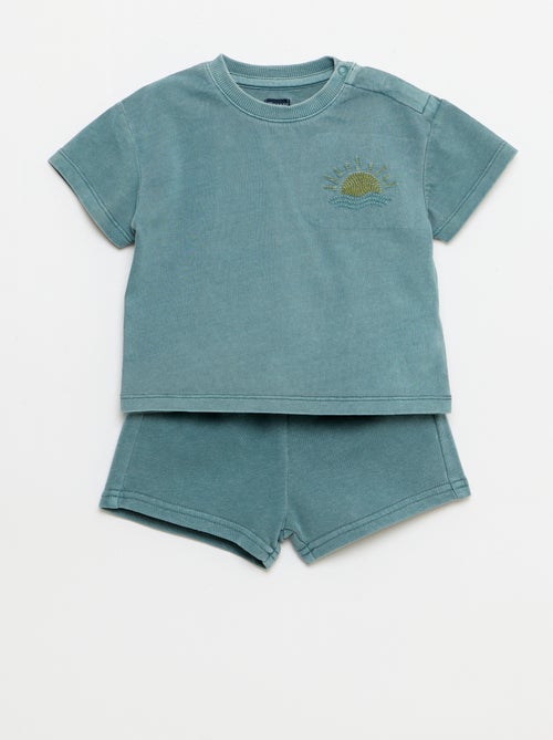 Ensemble 2 pièces tee-shirt brodé + short - Kiabi