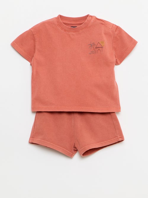 Ensemble 2 pièces tee-shirt brodé + short - Kiabi