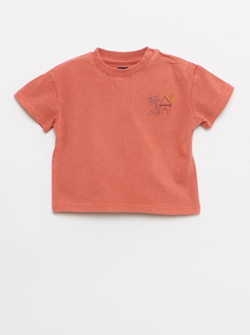 Ensemble 2 pièces tee-shirt brodé + short - Kiabi