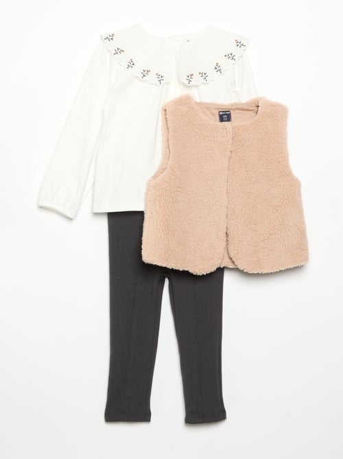Ensemble 3 pièces - Gilet sans manches + T-shirt + pantalon - Kiabi Ensemble 3 pièces - Gilet sans manches + T-shirt + pantalon - Kiabi
