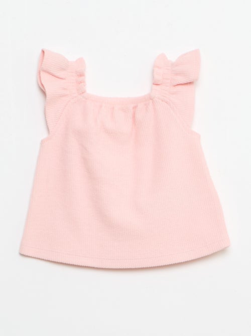 Ensemble 3 pièces en maille côtelée -  short + T-shirt + bob - Kiabi