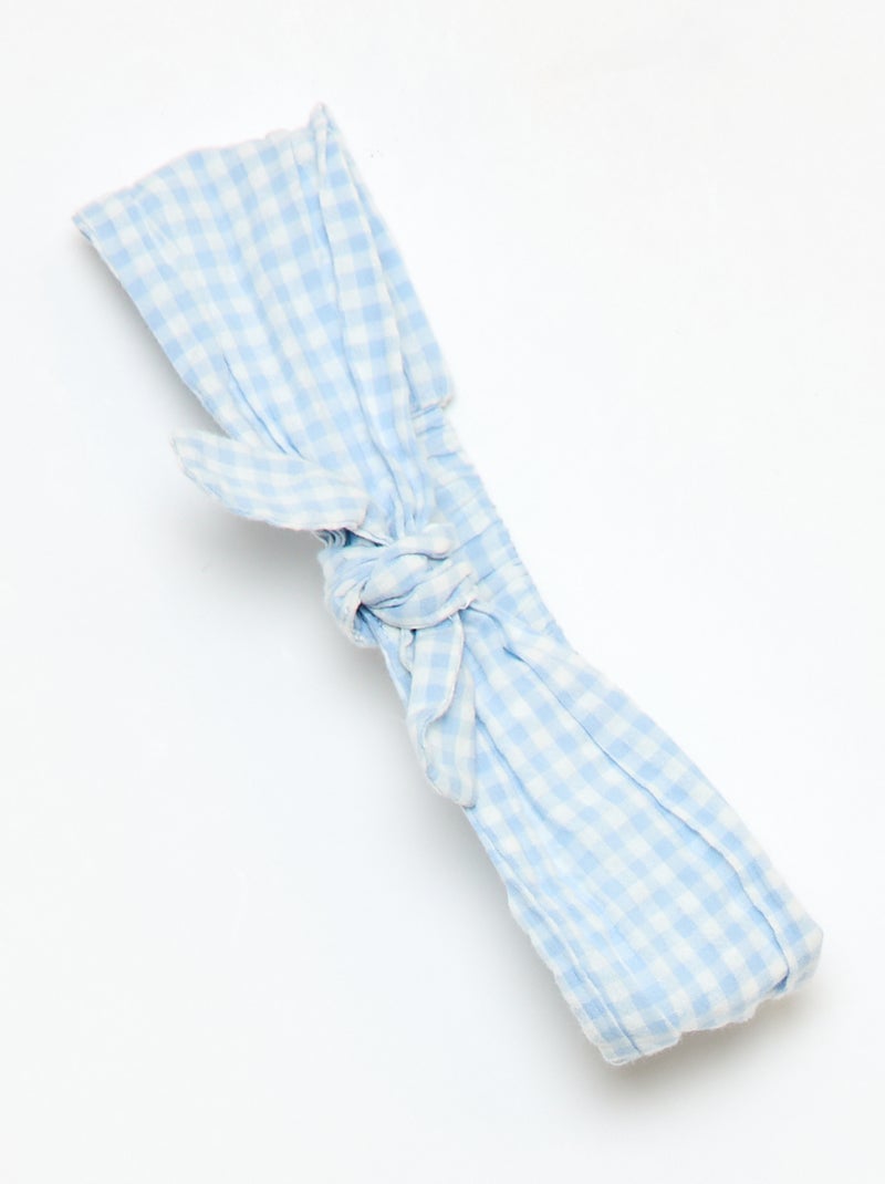 Ensemble 3 pièces tunique + short + bandeau en vichy Bleu ciel - Kiabi