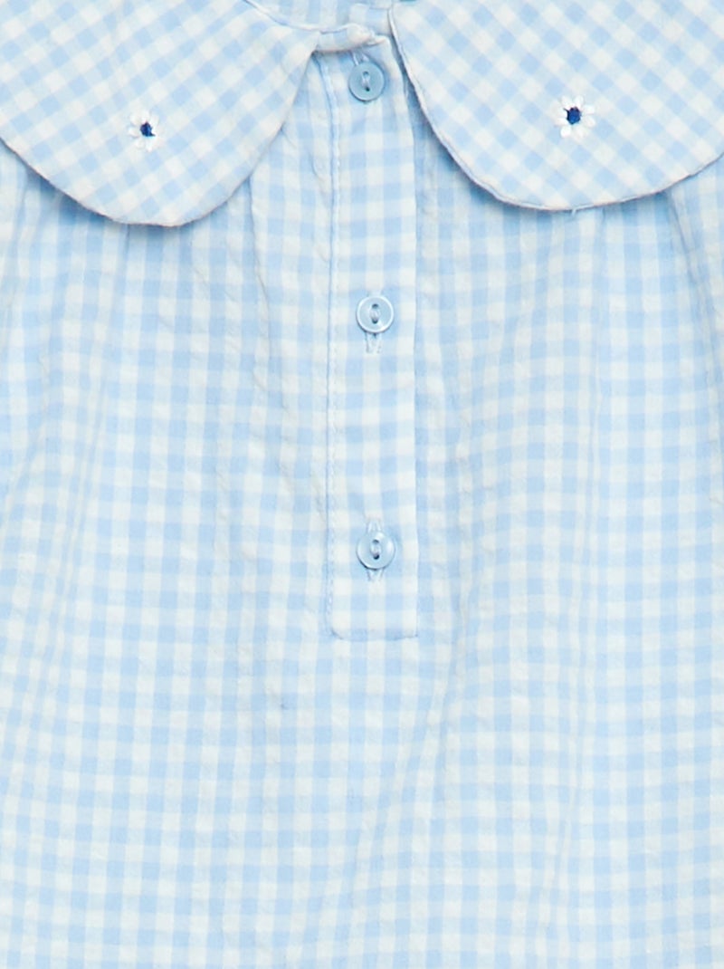 Ensemble 3 pièces tunique + short + bandeau en vichy Bleu ciel - Kiabi