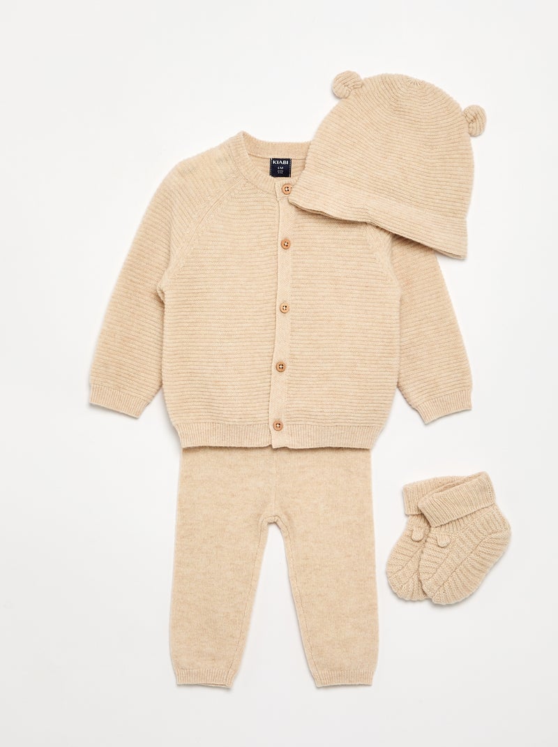 Ensemble 4 pièces en laine et cachemire - premium Beige - Kiabi
