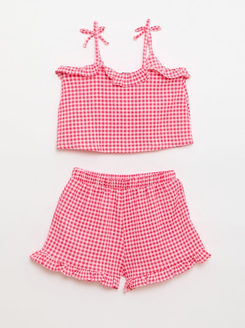 Ensemble à motif Vichy short + débardeur - 2 pièces Rose - Kiabi