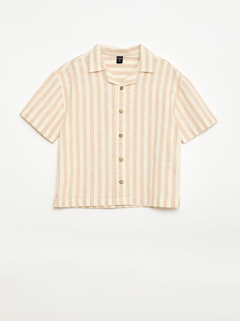 Ensemble à rayures chemise + short Beige - Kiabi