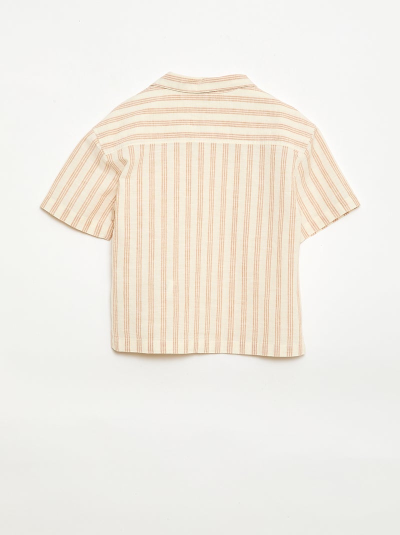 Ensemble à rayures chemise + short Beige - Kiabi