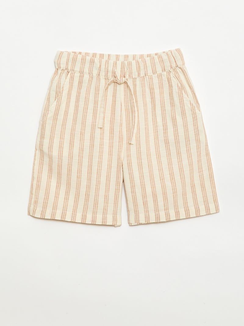 Ensemble à rayures chemise + short Beige - Kiabi