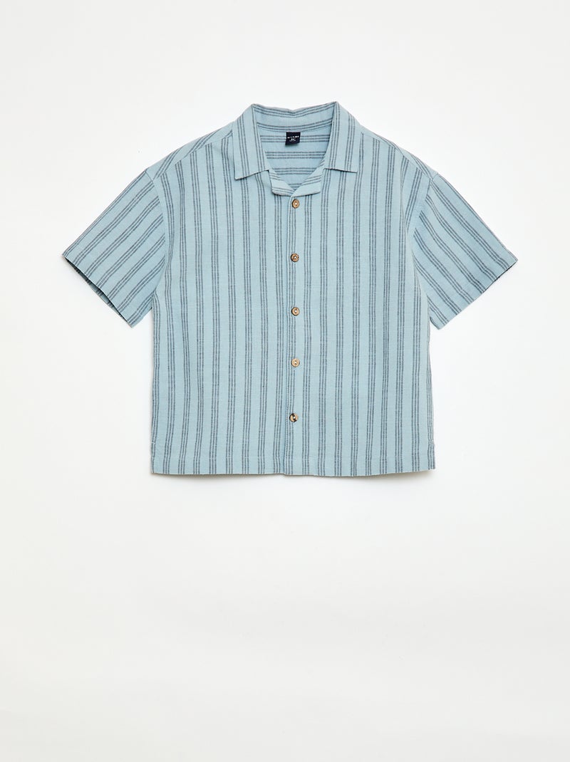 Ensemble à rayures chemise + short Bleu - Kiabi