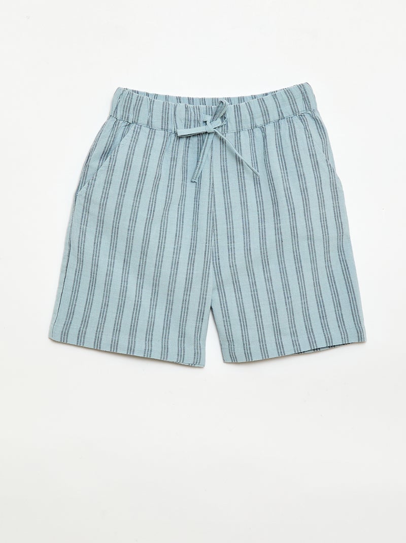 Ensemble à rayures chemise + short Bleu - Kiabi