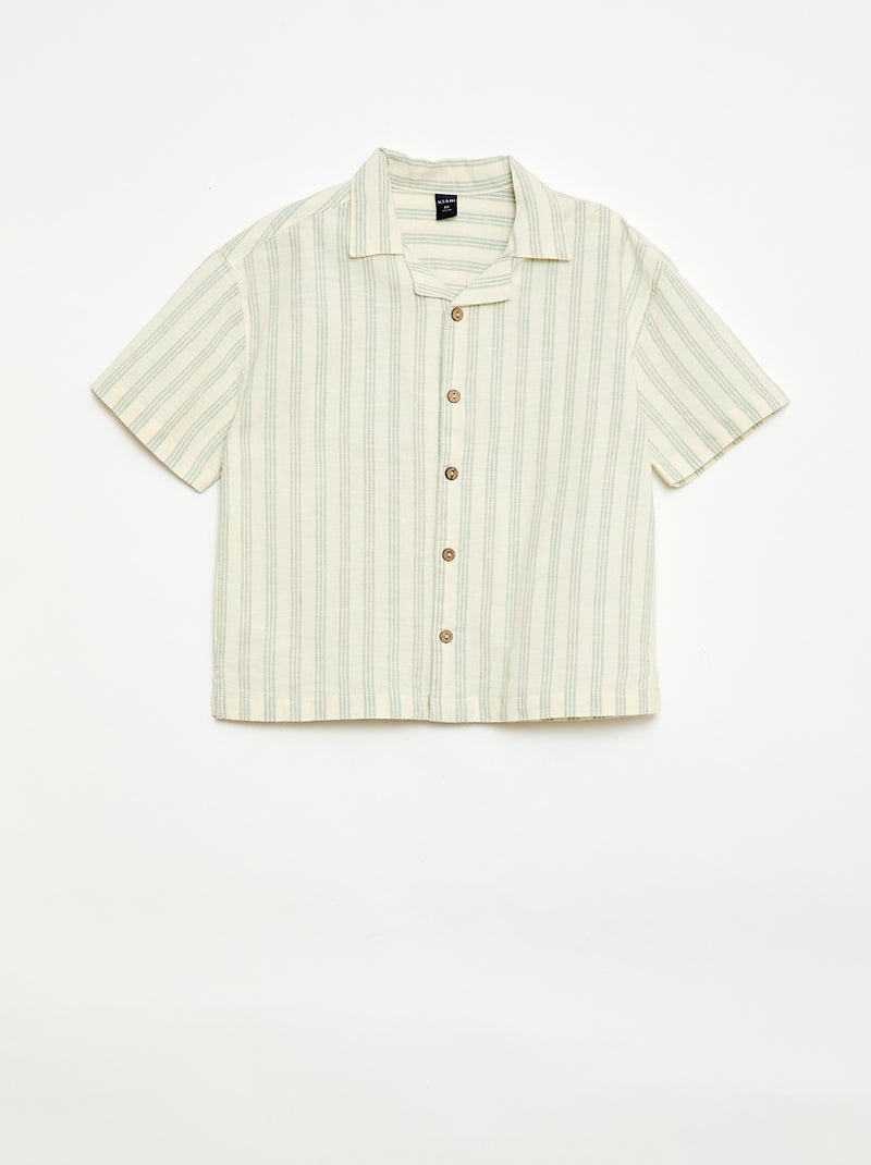 Ensemble à rayures chemise + short Vert - Kiabi