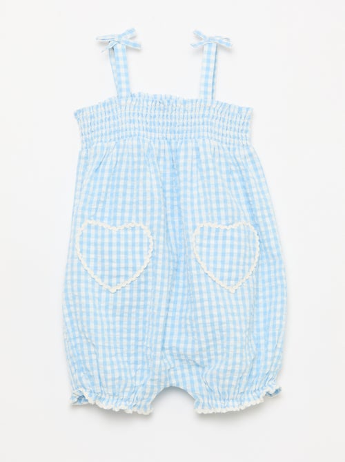 Ensemble barboteuse + bob à motif vichy - 2 pièces - Kiabi