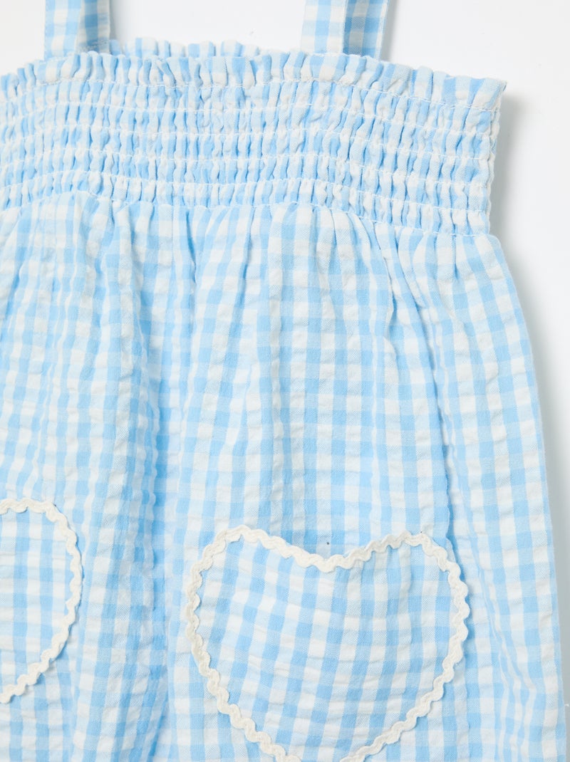 Ensemble barboteuse + bob à motif vichy - 2 pièces Blanc - Kiabi