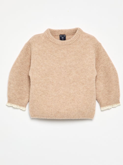 Ensemble bébé fille 2 pièces - pull + foulard avec détails en macramé - Kiabi