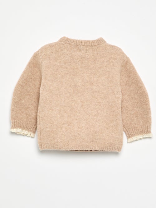 Ensemble bébé fille 2 pièces - pull + foulard avec détails en macramé - Kiabi
