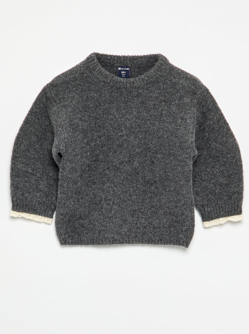 Ensemble bébé fille 2 pièces - pull + foulard avec détails en macramé Gris - Kiabi