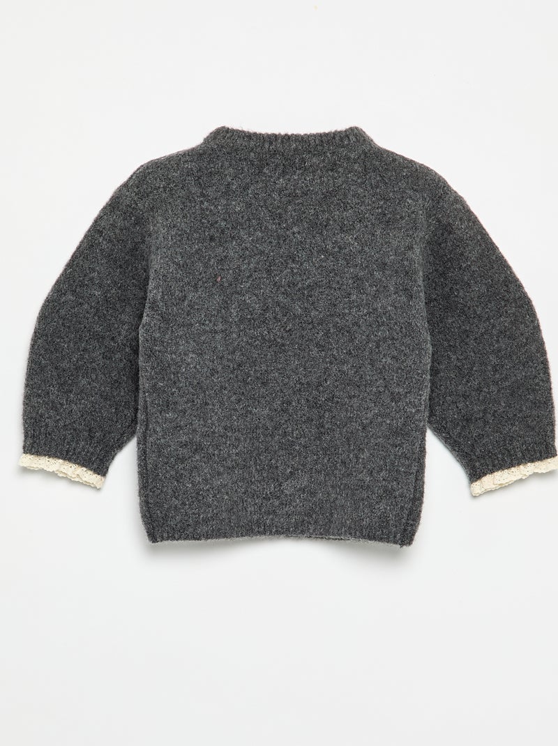 Ensemble bébé fille 2 pièces - pull + foulard avec détails en macramé Gris - Kiabi