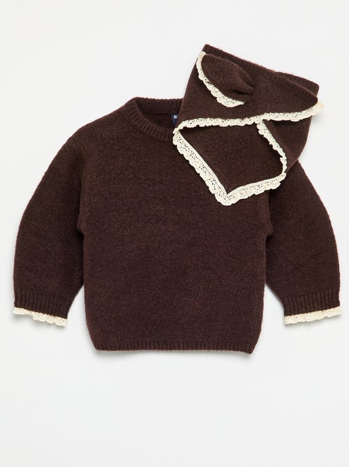 Ensemble bébé fille 2 pièces - pull + foulard avec détails en macramé - Kiabi