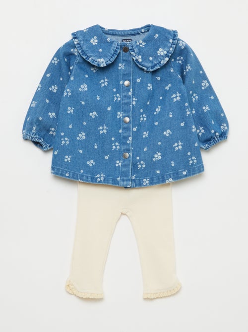 Ensemble blouse en jean + legging - 2 pièces - Kiabi