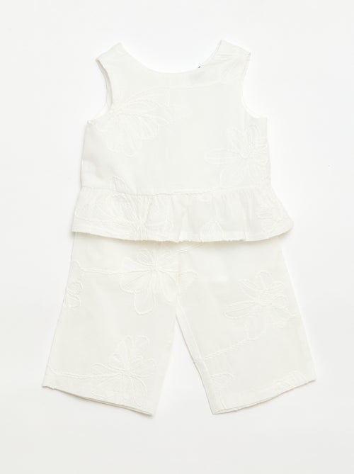 Ensemble blouse + pantalon avec broderies - 2 pièces - Kiabi