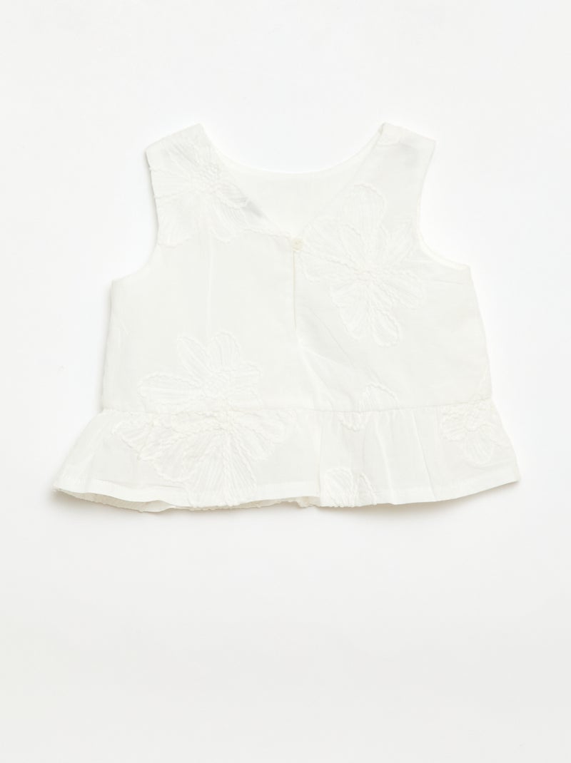 Ensemble blouse + pantalon avec broderies - 2 pièces Blanc - Kiabi