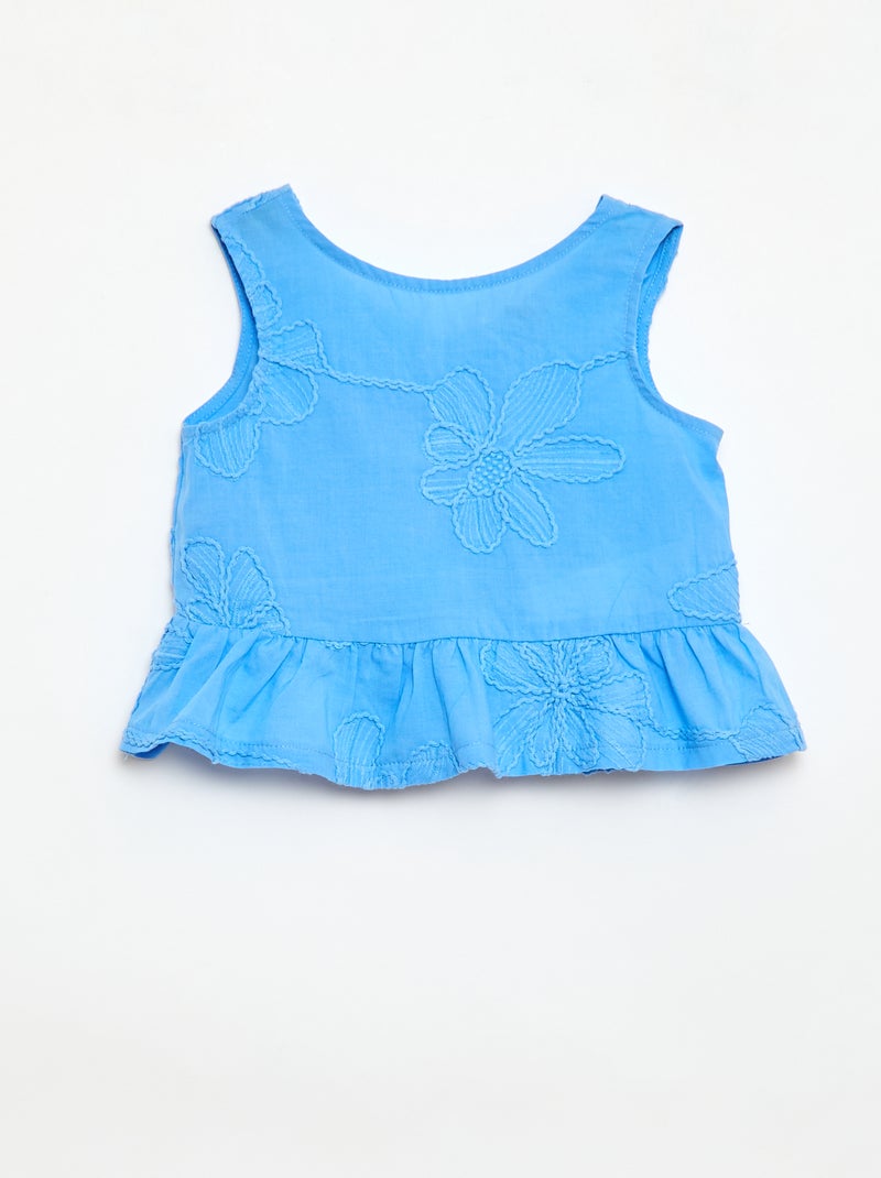 Ensemble blouse + pantalon avec broderies - 2 pièces Bleu - Kiabi