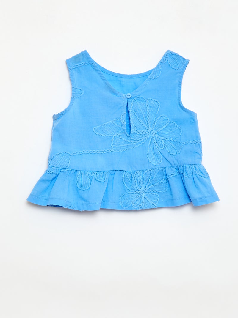 Ensemble blouse + pantalon avec broderies - 2 pièces Bleu - Kiabi