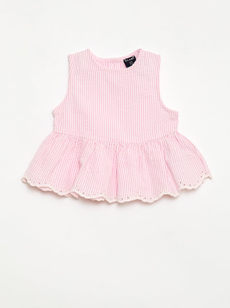 Ensemble blouse + pantalon Vichy -  2 pièces Rose - Kiabi