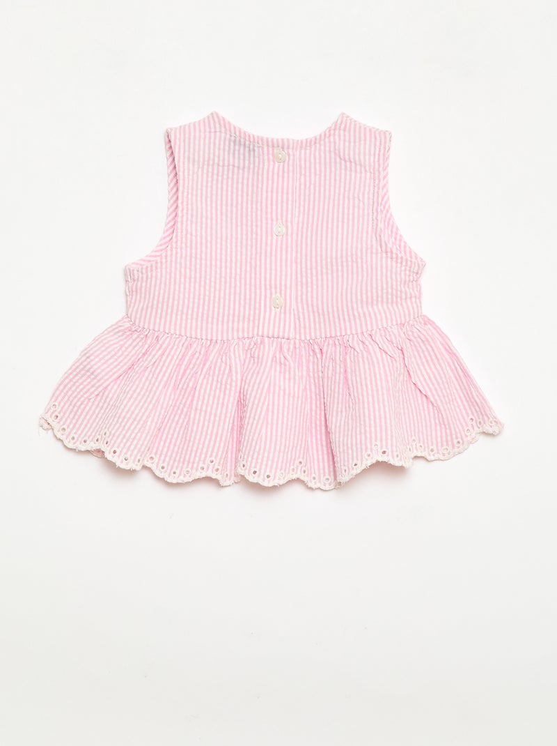 Ensemble blouse + pantalon Vichy -  2 pièces Rose - Kiabi