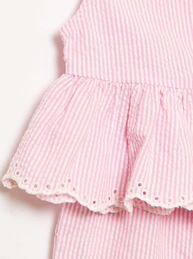 Ensemble blouse + pantalon Vichy -  2 pièces Rose - Kiabi