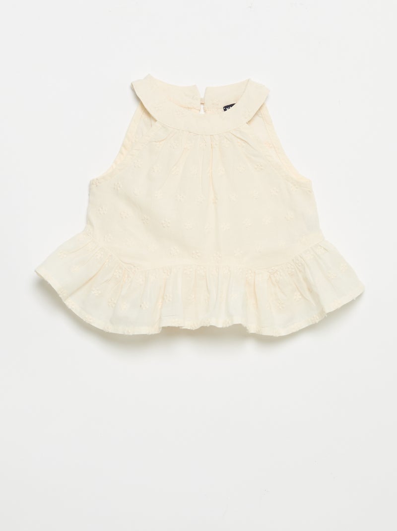 Ensemble blouse sans manches + short Ecru - Kiabi