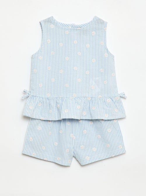 Ensemble blouse + short à motif vichy -  2 pièces - Kiabi