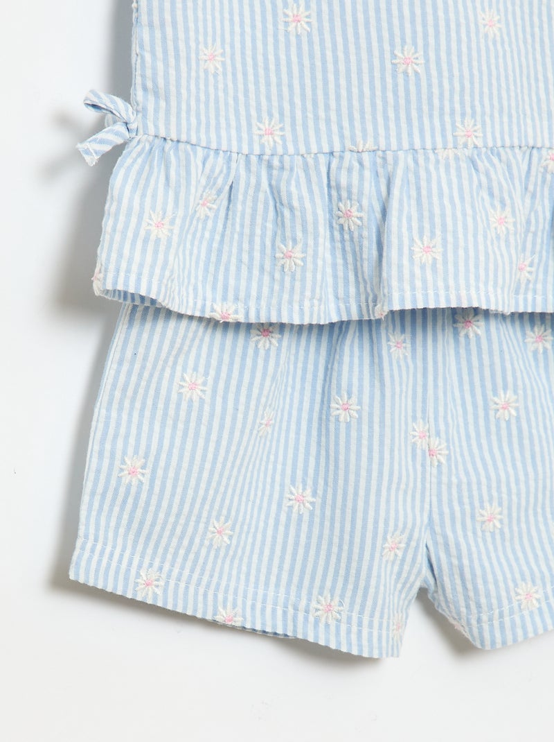 Ensemble blouse + short à motif vichy -  2 pièces Bleu - Kiabi