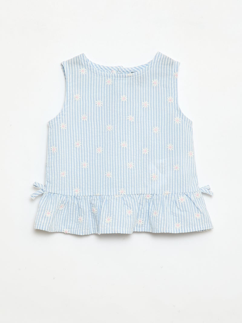 Ensemble blouse + short à motif vichy -  2 pièces Bleu - Kiabi