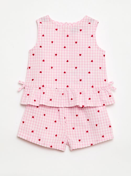 Ensemble blouse + short à motif vichy -  2 pièces - Kiabi