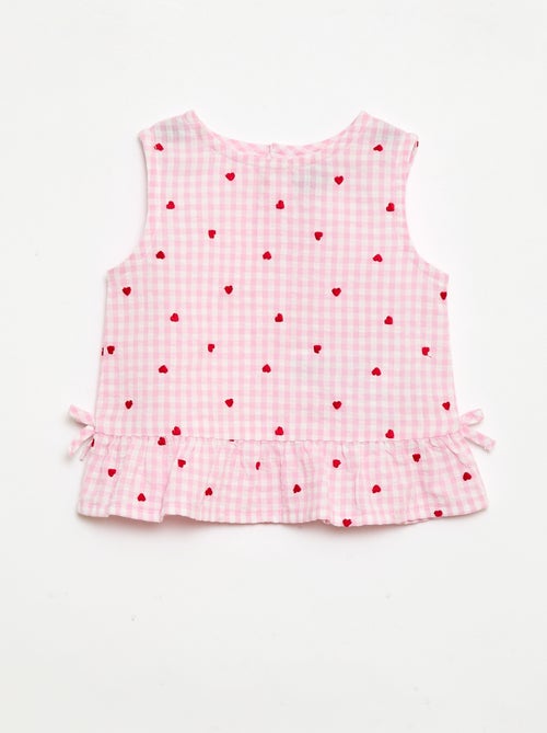 Ensemble blouse + short à motif vichy -  2 pièces - Kiabi