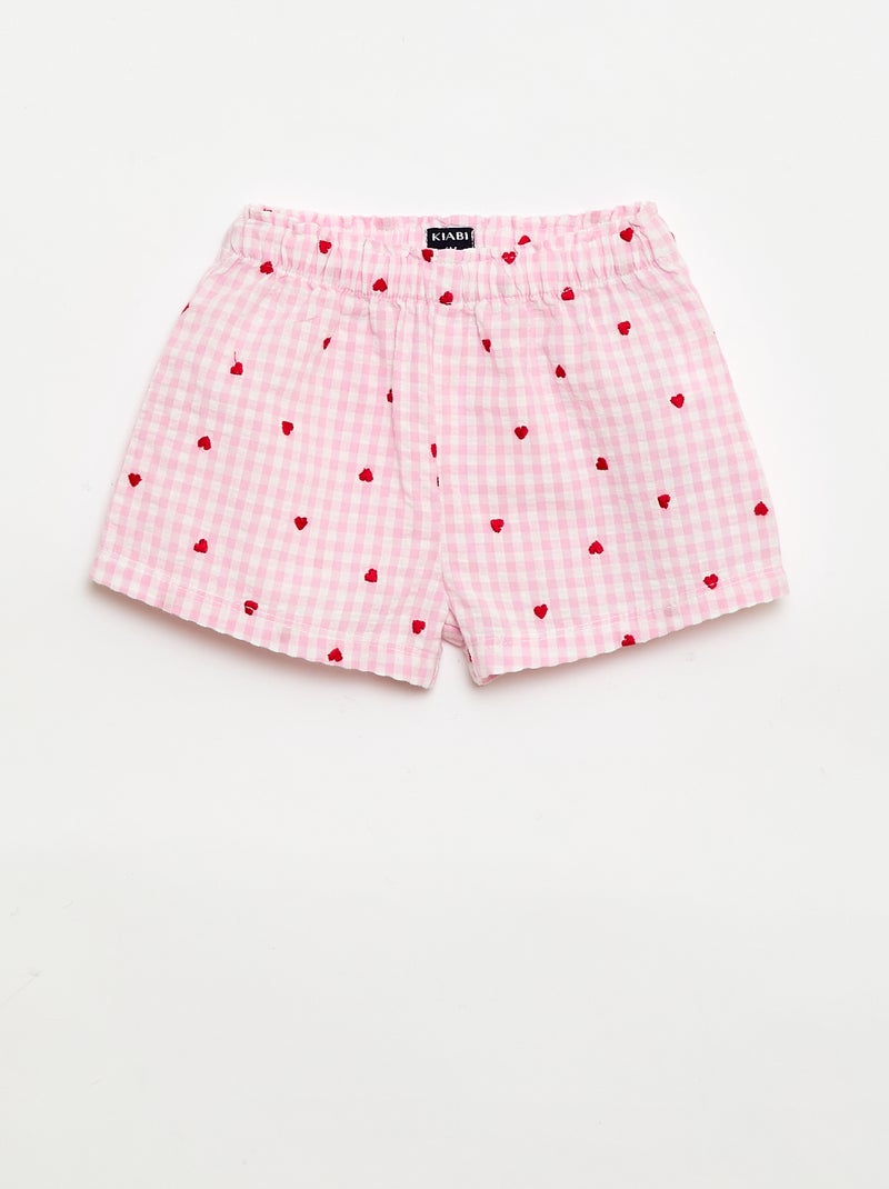 Ensemble blouse + short à motif vichy -  2 pièces Rose - Kiabi