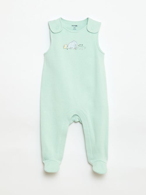 Ensemble body manches longues + salopette avec pieds - Kiabi
