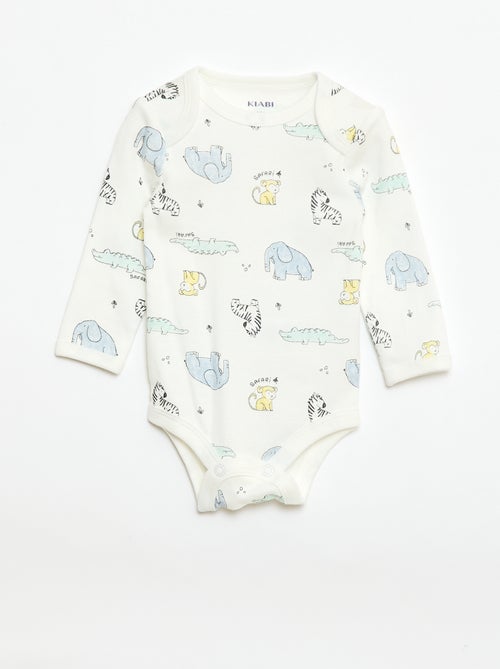 Ensemble body manches longues + salopette avec pieds - Kiabi